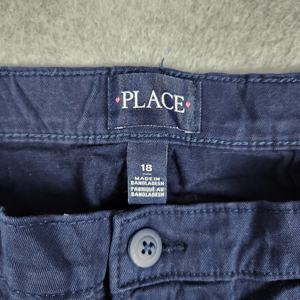 The Childrens Place Chino Pants Kids 18 Navy Blue Cotton Straight Leg Stretch - Picture 2 of 8